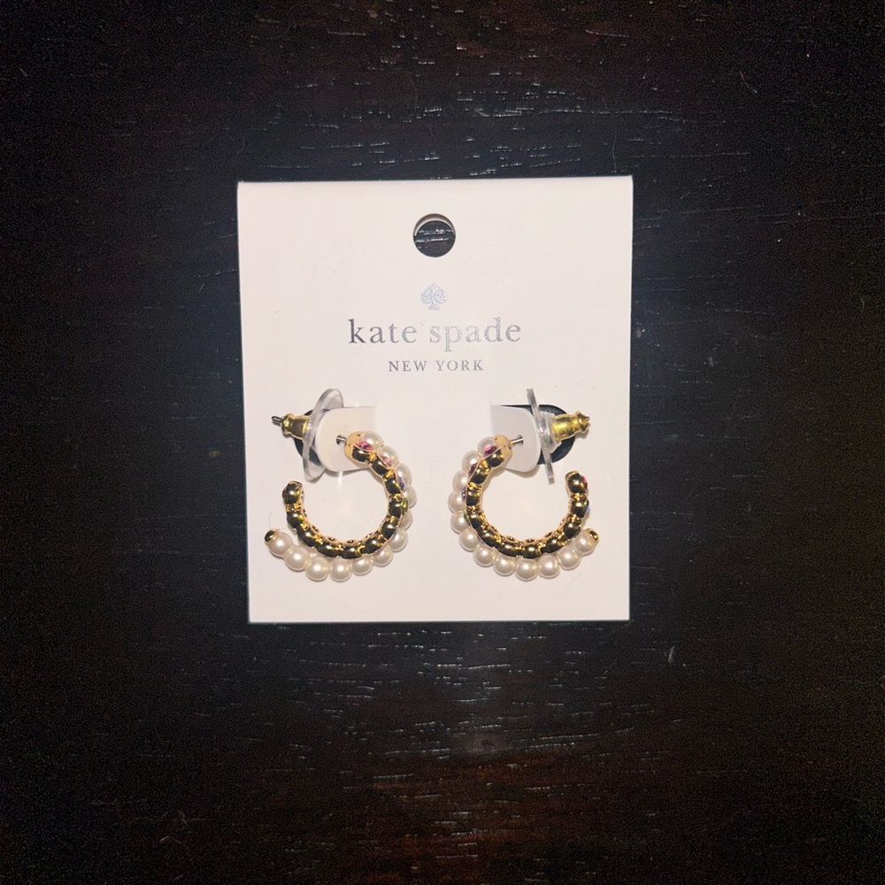 Kate Spade Gold and Pearl Caviar earrings